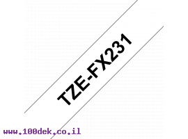 תמונה של מוצר סרט סימון ברוחב 12 מ"מ Brother TZE-FX231 - שחור על רקע לבן