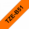 סרט סימון ברוחב 24 מ"מ Brother TZE-B51 - שחור על רקע כתום זוהר
