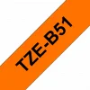 סרט סימון ברוחב 24 מ"מ Brother TZE-B51 - שחור על רקע כתום זוהר