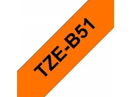 תמונה של מוצר סרט סימון ברוחב 24 מ"מ Brother TZE-B51 - שחור על רקע כתום זוהר