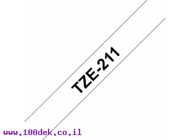 תמונה של מוצר סרט סימון ברוחב 6 מ"מ Brother TZE-211 - שחור על רקע לבן