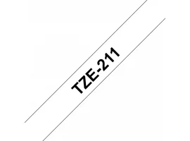 תמונה של מוצר סרט סימון ברוחב 6 מ"מ Brother TZE-211 - שחור על רקע לבן