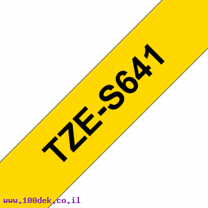 סרט סימון ברוחב 18 מ"מ Brother TZE-S641 - שחור על רקע צהוב