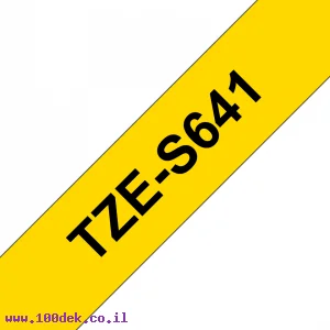 סרט סימון ברוחב 18 מ"מ Brother TZE-S641 - שחור על רקע צהוב