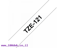 תמונה של מוצר סרט סימון ברוחב 9 מ"מ Brother TZE-121 - שחור על רקע שקוף
