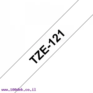 סרט סימון ברוחב 9 מ"מ Brother TZE-121 - שחור על רקע שקוף