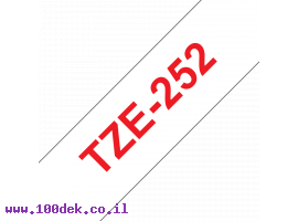 תמונה של מוצר סרט סימון ברוחב 24 מ"מ Brother TZE-252 - אדום על רקע לבן