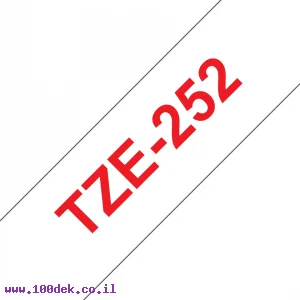 סרט סימון ברוחב 24 מ"מ Brother TZE-252 - אדום על רקע לבן