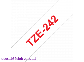 תמונה של מוצר סרט סימון ברוחב 18 מ"מ Brother TZE-242 - אדום על רקע לבן