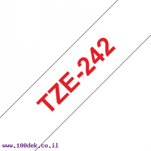 סרט סימון ברוחב 18 מ"מ Brother TZE-242 - אדום על רקע לבן