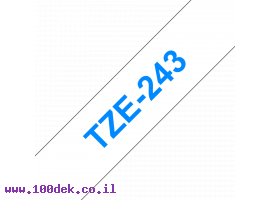 תמונה של מוצר סרט סימון ברוחב 18 מ"מ Brother TZE-243 - כחול על רקע לבן