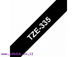 תמונה של מוצר סרט סימון ברוחב 12 מ"מ Brother TZE-335 - לבן על רקע שחור