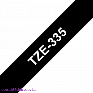 סרט סימון ברוחב 12 מ"מ Brother TZE-335 - לבן על רקע שחור