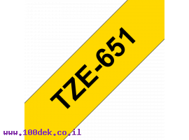 תמונה של מוצר סרט סימון ברוחב 24 מ"מ Brother TZE-651 - שחור על רקע צהוב