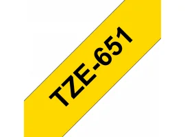 תמונה של מוצר סרט סימון ברוחב 24 מ"מ Brother TZE-651 - שחור על רקע צהוב