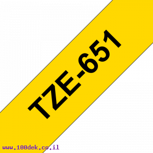 סרט סימון ברוחב 24 מ"מ Brother TZE-651 - שחור על רקע צהוב