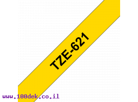 תמונה של מוצר סרט סימון ברוחב 9 מ"מ Brother TZE-621 - שחור על רקע צהוב