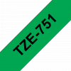 סרט סימון ברוחב 24 מ"מ Brother TZE-751 - שחור על רקע ירוק