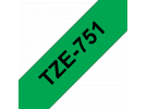 תמונה של מוצר סרט סימון ברוחב 24 מ"מ Brother TZE-751 - שחור על רקע ירוק