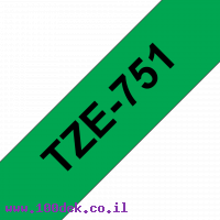 סרט סימון ברוחב 24 מ"מ Brother TZE-751 - שחור על רקע ירוק