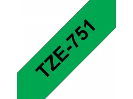 תמונה של מוצר סרט סימון ברוחב 24 מ"מ Brother TZE-751 - שחור על רקע ירוק