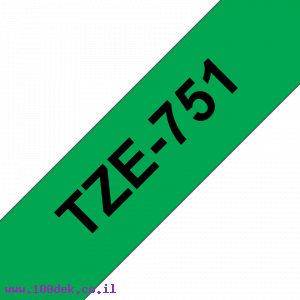 סרט סימון ברוחב 24 מ"מ Brother TZE-751 - שחור על רקע ירוק