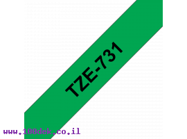תמונה של מוצר סרט סימון ברוחב 12 מ"מ Brother TZE-731 - שחור על רקע ירוק