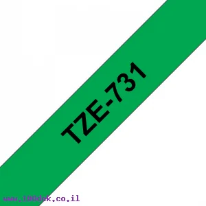 סרט סימון ברוחב 12 מ"מ Brother TZE-731 - שחור על רקע ירוק