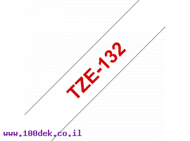 תמונה של מוצר סרט סימון ברוחב 12 מ"מ Brother TZE-132 - אדום על רקע שקוף