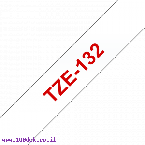 סרט סימון ברוחב 12 מ"מ Brother TZE-132 - אדום על רקע שקוף