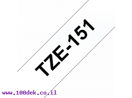תמונה של מוצר סרט סימון ברוחב 24 מ"מ Brother TZE-151 - שחור על רקע שקוף