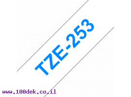 תמונה של מוצר סרט סימון ברוחב 24 מ"מ Brother TZE-253 - כחול על רקע לבן