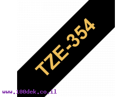 תמונה של מוצר סרט סימון ברוחב 24 מ"מ Brother TZE-354 - זהב על רקע שחור