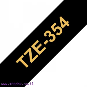 סרט סימון ברוחב 24 מ"מ Brother TZE-354 - זהב על רקע שחור
