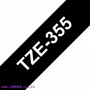 סרט סימון ברוחב 24 מ"מ Brother TZE-355 - לבן על רקע שחור