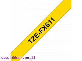 תמונה של מוצר סרט סימון ברוחב 6 מ"מ Brother TZE-FX611 - שחור על רקע צהוב
