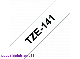 תמונה של מוצר סרט סימון ברוחב 18 מ"מ Brother TZE-141 - שחור על רקע שקוף