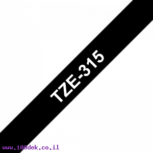 סרט סימון ברוחב 6 מ"מ Brother TZE-315 - לבן על רקע שחור