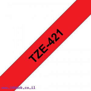 סרט סימון ברוחב 9 מ"מ Brother TZE-421 - שחור על רקע אדום
