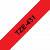 סרט סימון ברוחב 12 מ"מ Brother TZE-431 - שחור על רקע אדום