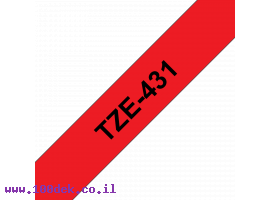 תמונה של מוצר סרט סימון ברוחב 12 מ"מ Brother TZE-431 - שחור על רקע אדום