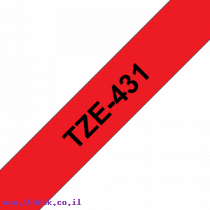 סרט סימון ברוחב 12 מ"מ Brother TZE-431 - שחור על רקע אדום
