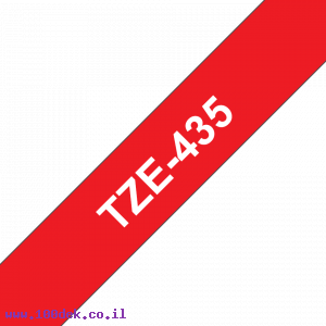 סרט סימון ברוחב 12 מ"מ Brother TZE-435 - לבן על רקע אדום