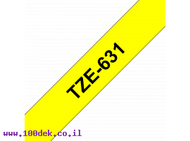 תמונה של מוצר סרט סימון ברוחב 12 מ"מ Brother TZE-631 - שחור על רקע צהוב