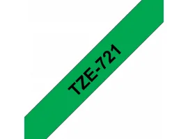 תמונה של מוצר סרט סימון ברוחב 9 מ"מ Brother TZE-721 - שחור על רקע ירוק