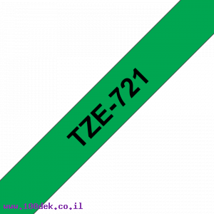 סרט סימון ברוחב 9 מ"מ Brother TZE-721 - שחור על רקע ירוק