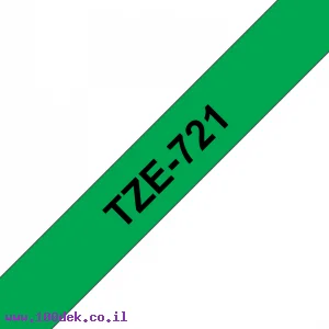 סרט סימון ברוחב 9 מ"מ Brother TZE-721 - שחור על רקע ירוק