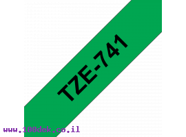 תמונה של מוצר סרט סימון ברוחב 18 מ"מ Brother TZE-741 - שחור על רקע ירוק