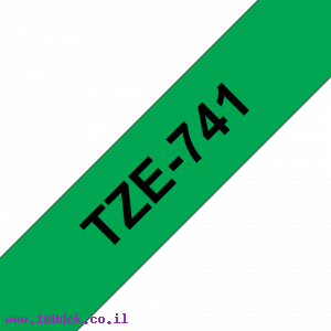 סרט סימון ברוחב 18 מ"מ Brother TZE-741 - שחור על רקע ירוק