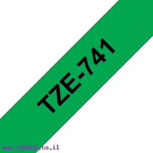 סרט סימון ברוחב 18 מ"מ Brother TZE-741 - שחור על רקע ירוק